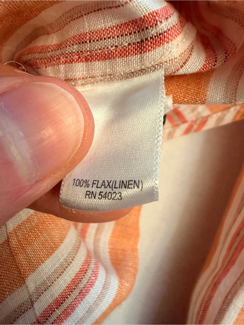 Banana Republic‎ 100% Linen Flax Men's Size Large 16-16.5 Orange White Stripe